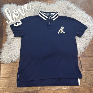 Polo Ralph Lauren Mens Shirt Cricket Custom Fit Large Logo Navy Blue White L